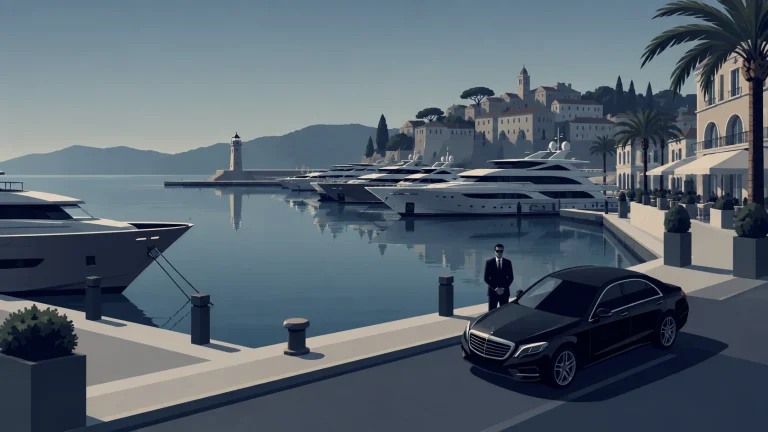 Chauffeur vehicle near the marina during Monaco Yacht Show week